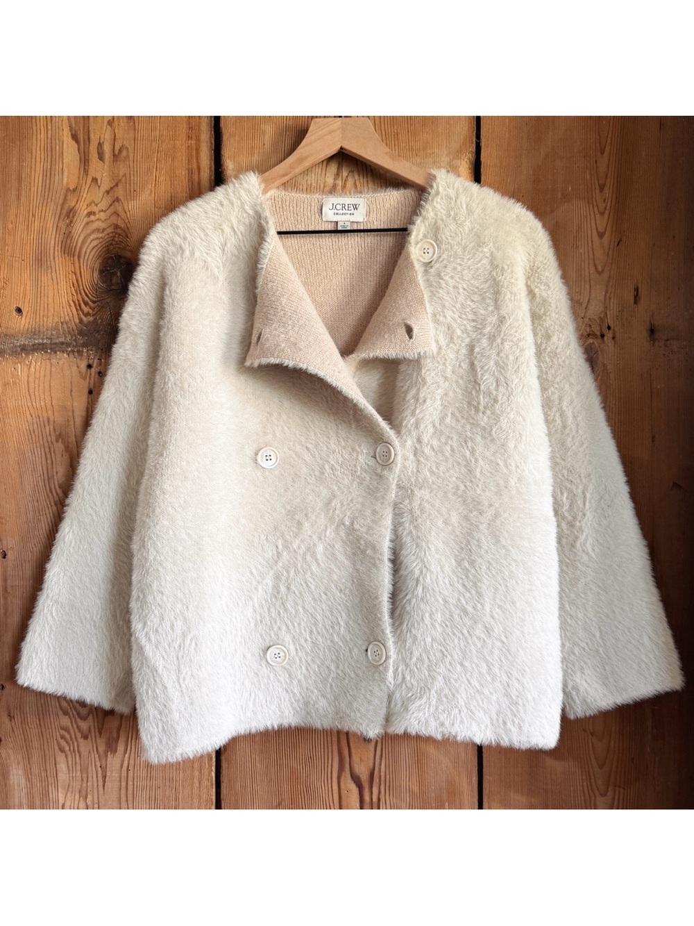 Sz S J. Crew Collection Oversized Double Faced Brushed Wool Blend Jacket EUC